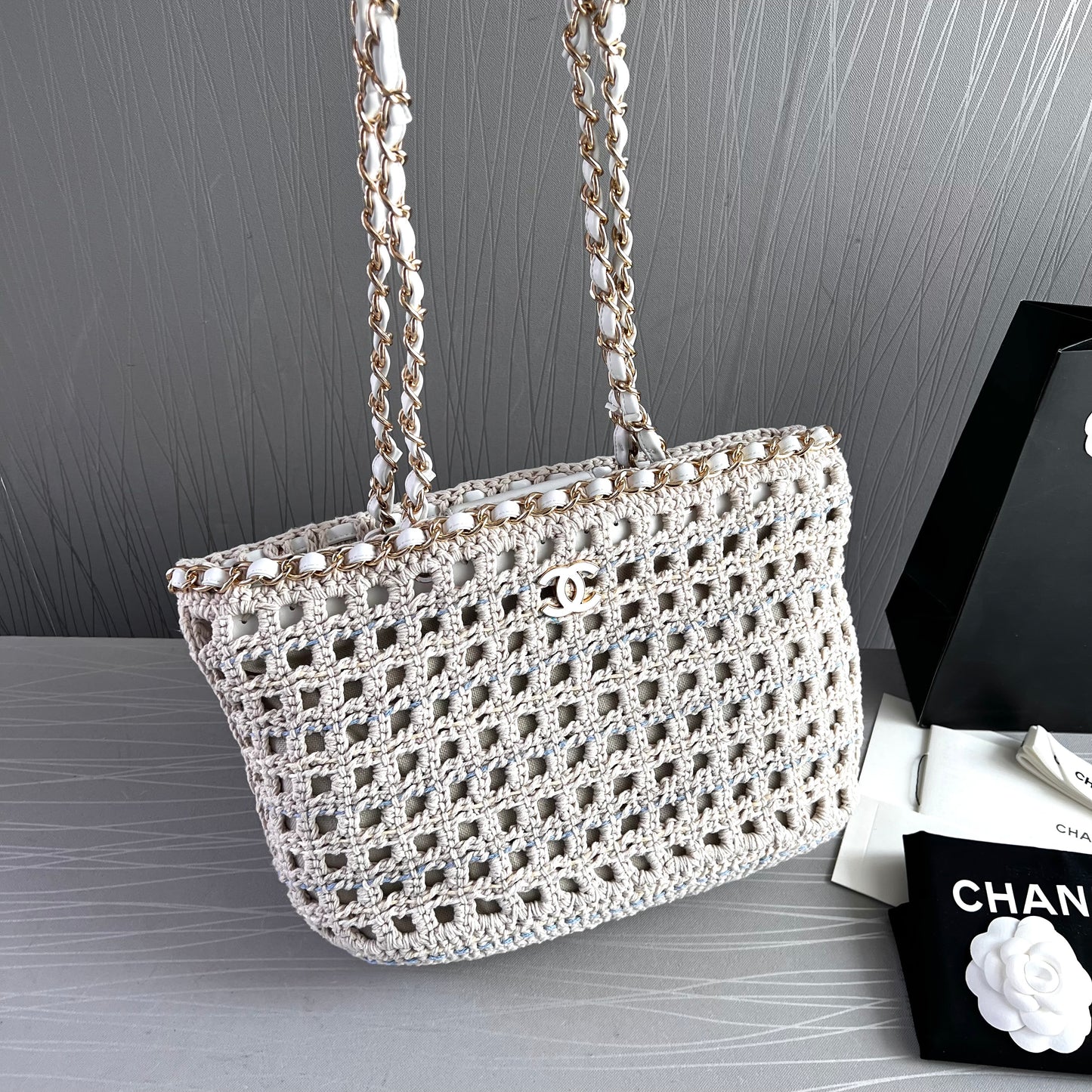 Bolso C algodón natural tejido y piel