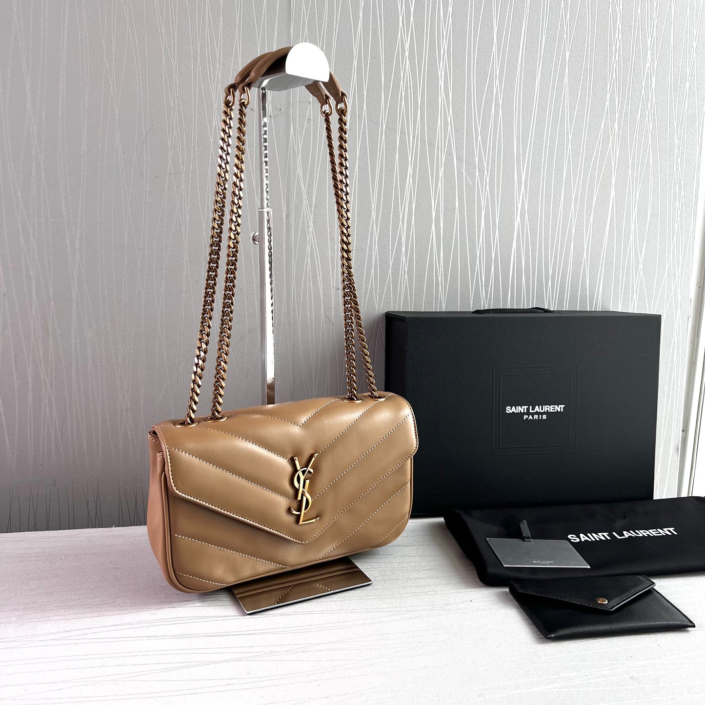 Bolso Y piel acolchada color beige