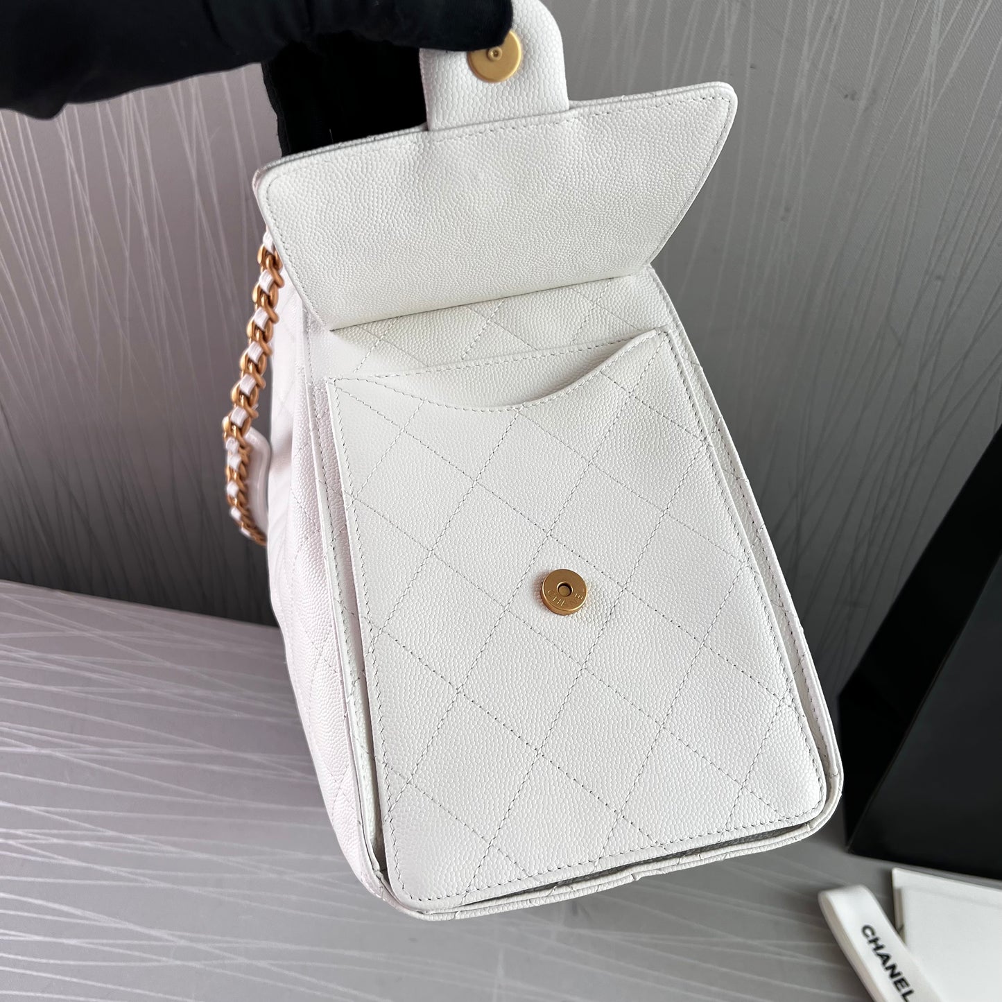 Bolso C hobo piel granulada color blanco