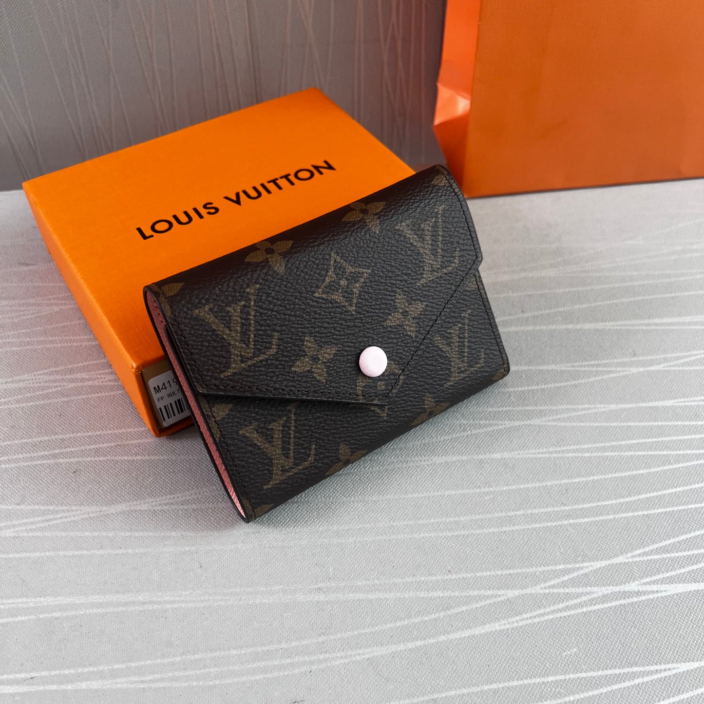 Cartera L lona y piel