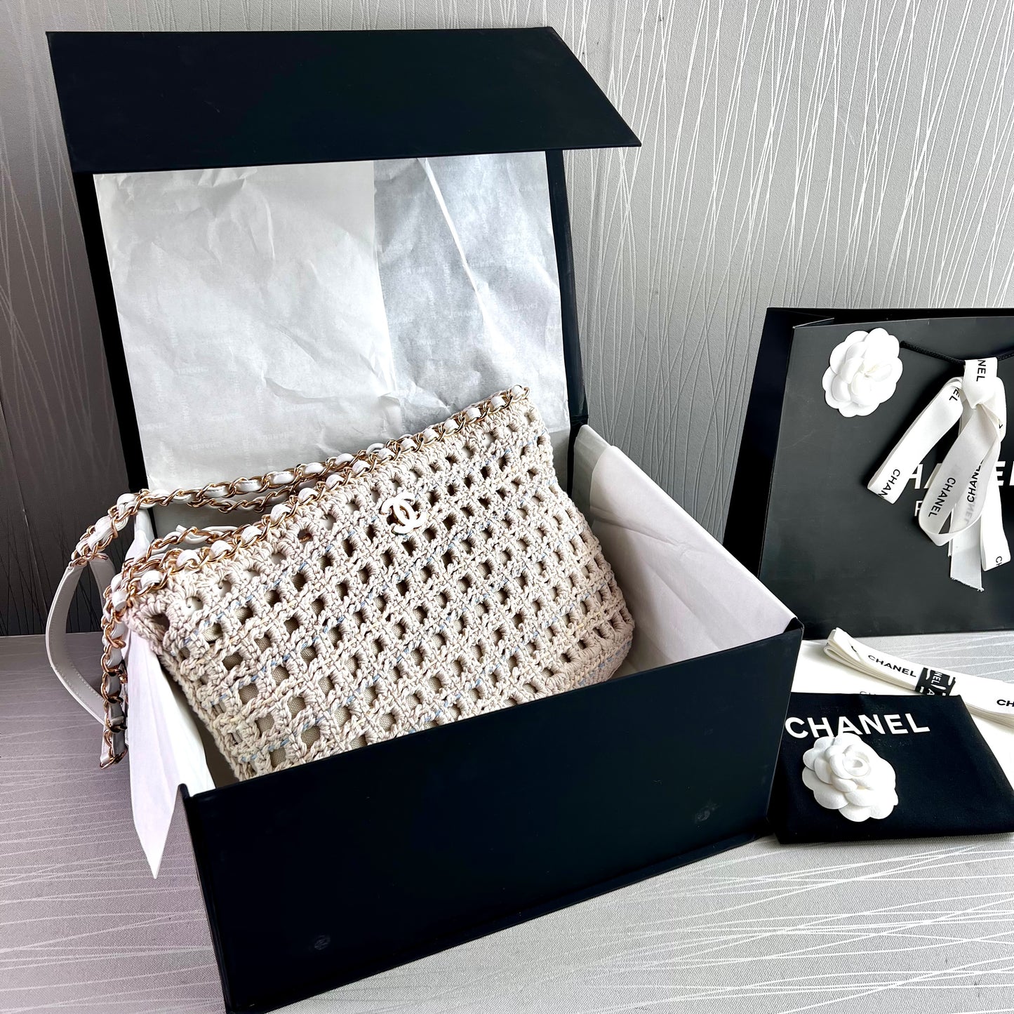 Bolso C algodón natural tejido y piel