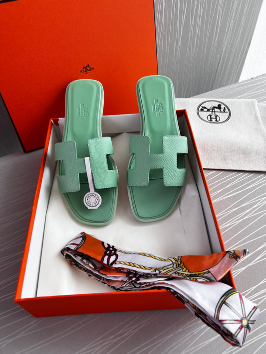 Sandalias H piel color verde menta