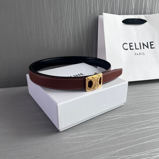 Cinto C reversible negro y camel piel