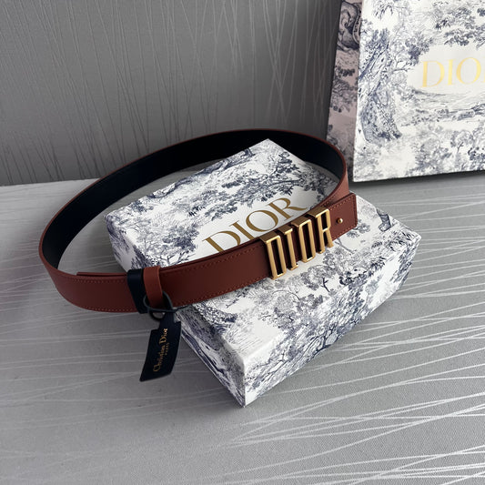 Cinto D reversible negro y camel piel