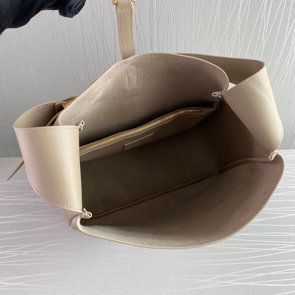 Bolso Y L-e 5 a 7 piel de becerro color beige tamaño grande