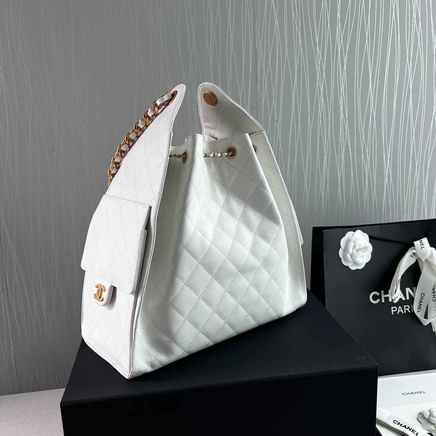 Bolso C hobo piel granulada color blanco