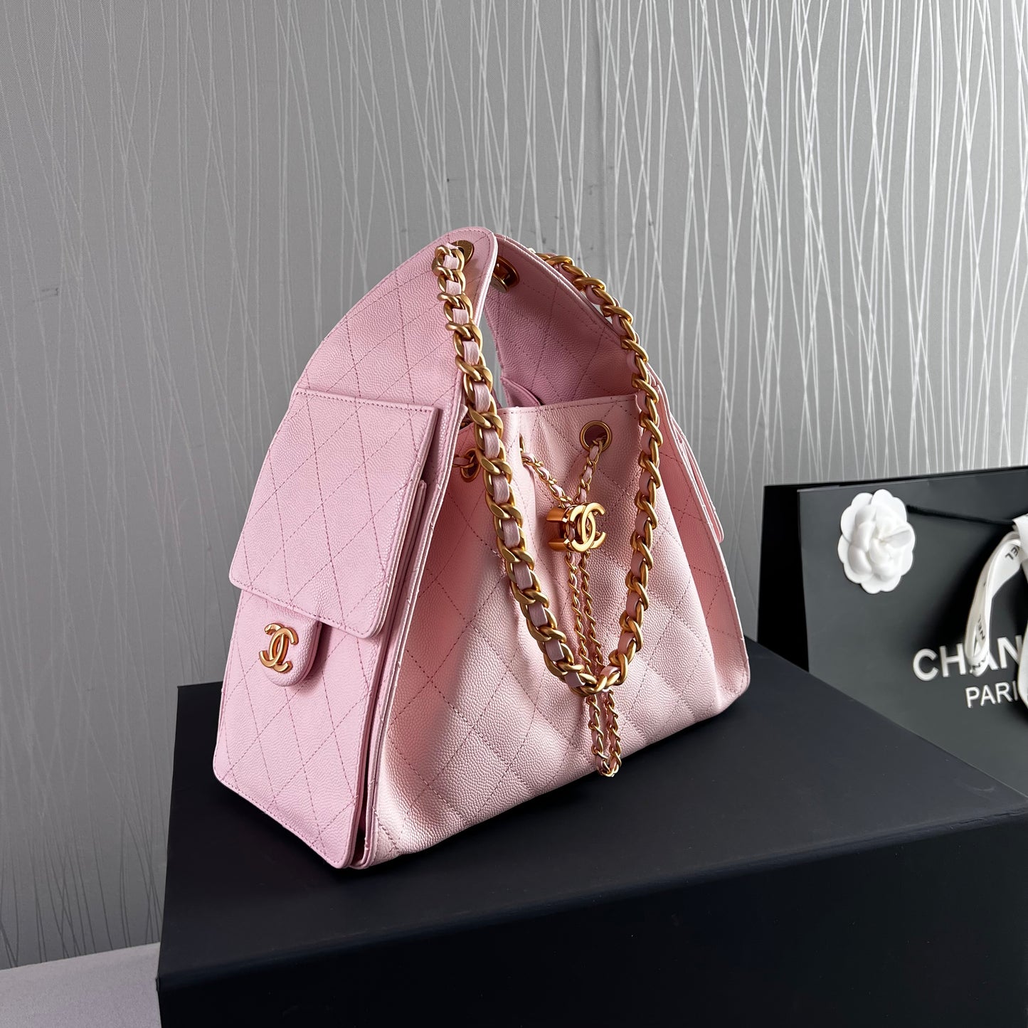 Bolso C 2-5 piel granulada color rosa