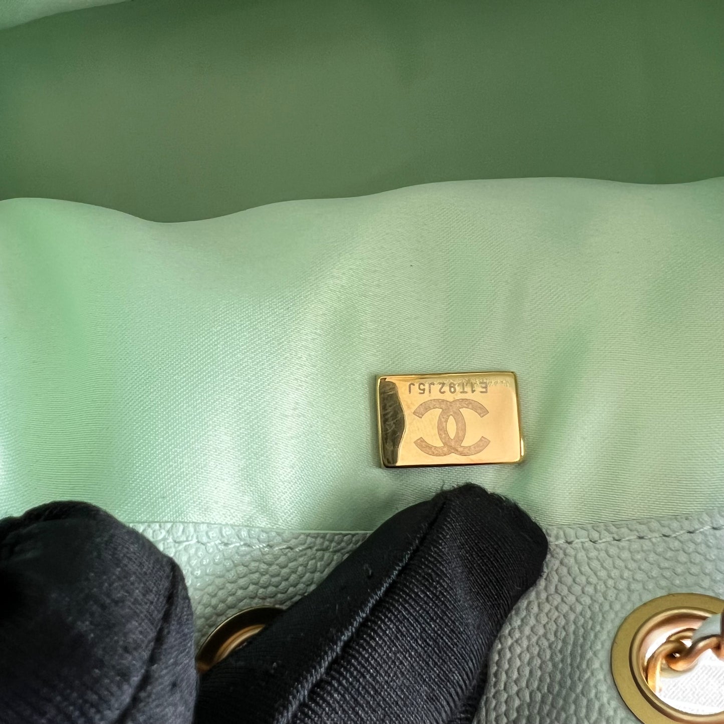 Bolso C 2-5 piel granulada color verde menta pequeña