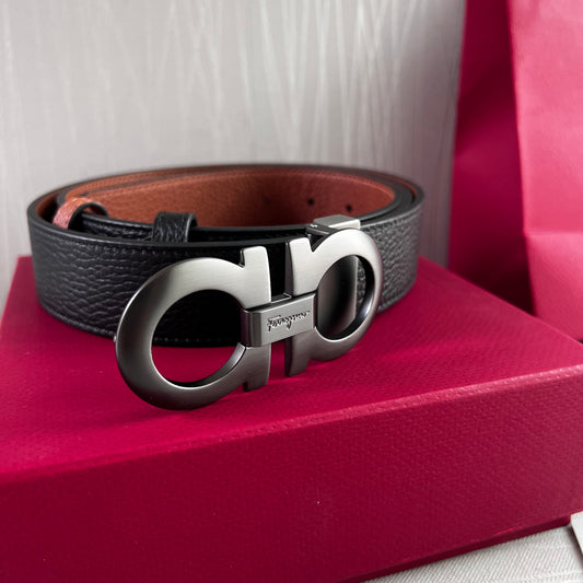 Cinto F-erragamo piel reversible negro y camel