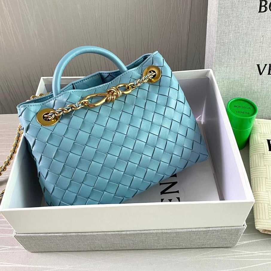 Bolso B A-ndiamo piel color azul con cadena