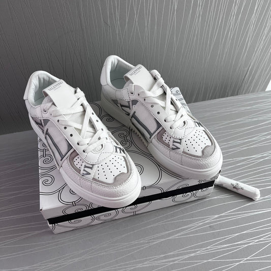 Sneakers V piel Blancos con plata