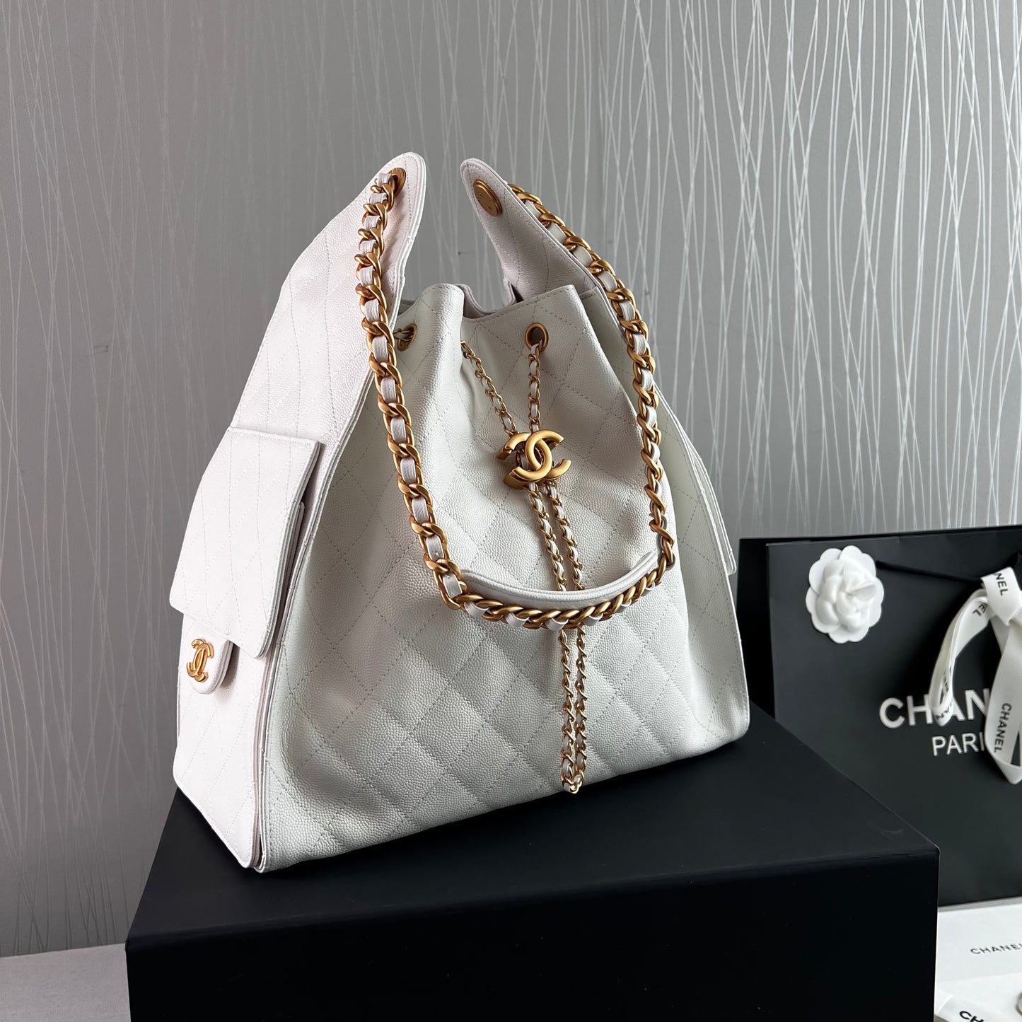 Bolso C hobo piel granulada color blanco