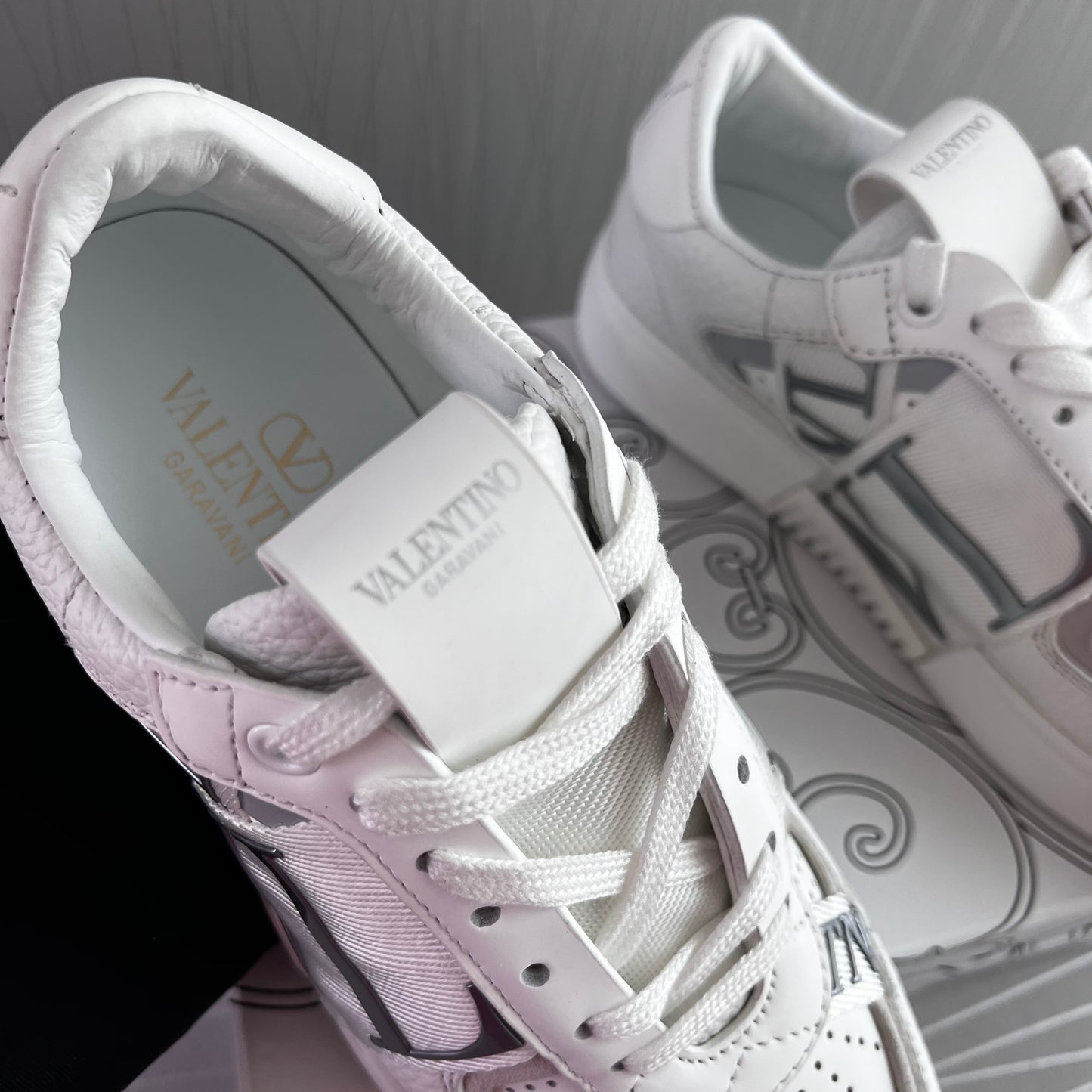 Sneakers V piel Blancos con plata
