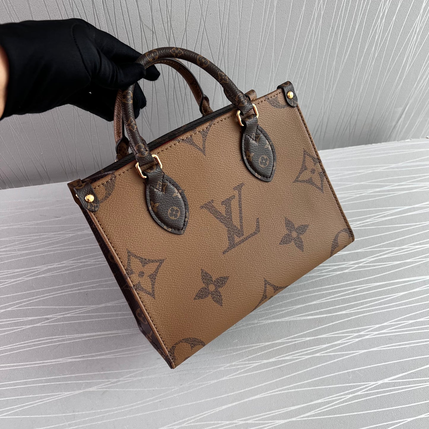 Bolso L canvas color cafe y strap beige