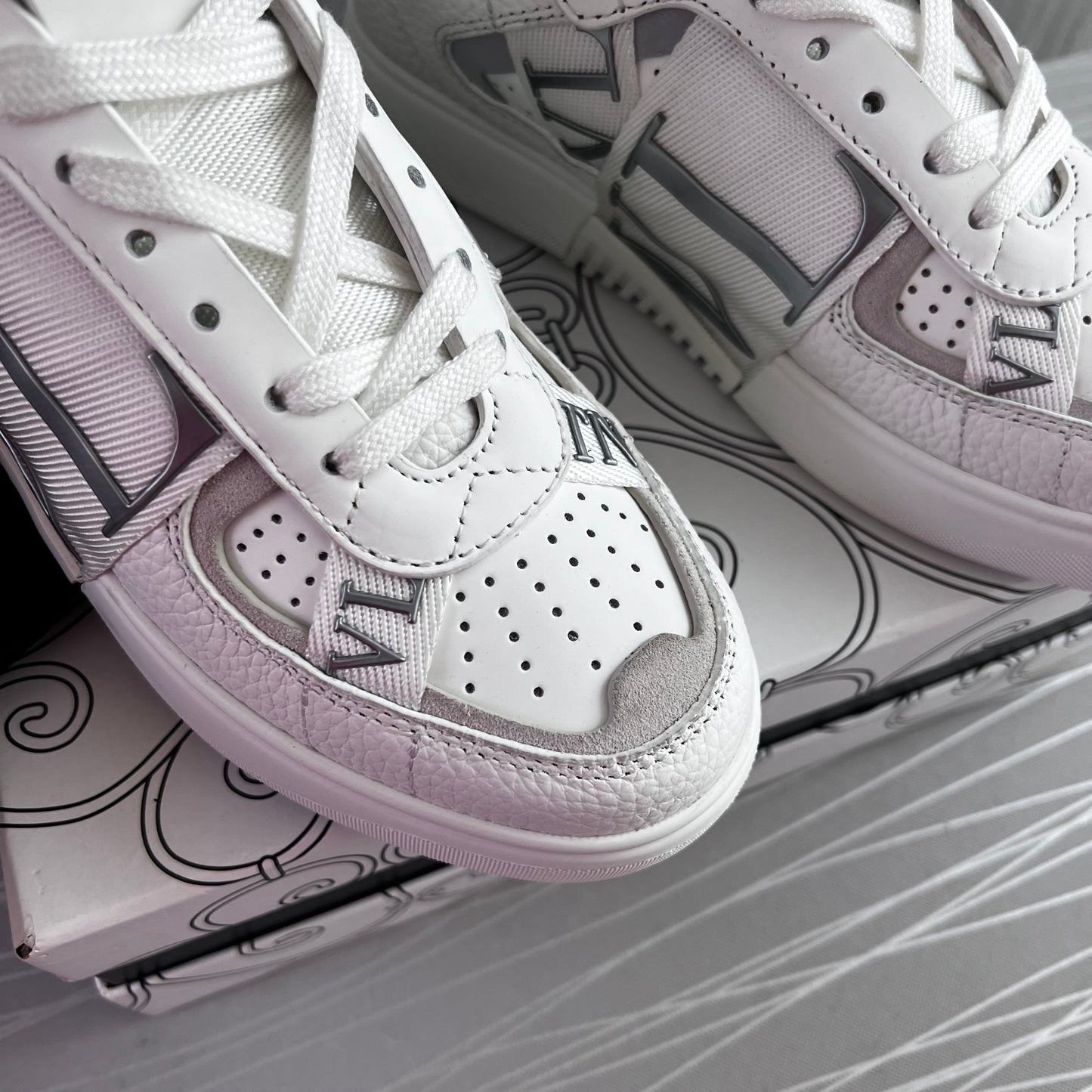 Sneakers V piel Blancos con plata