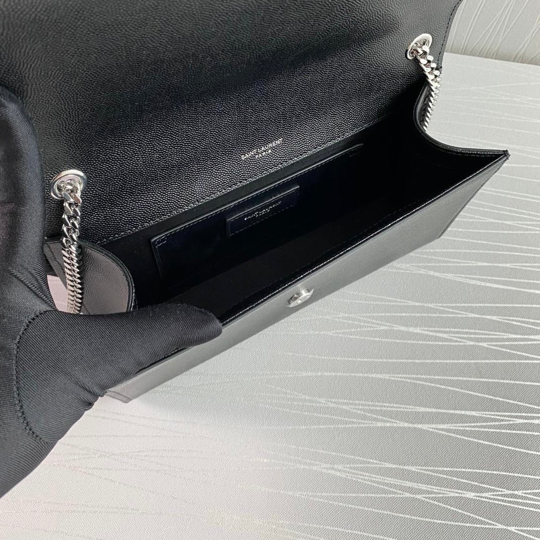 Bolso Y piel grained color negro