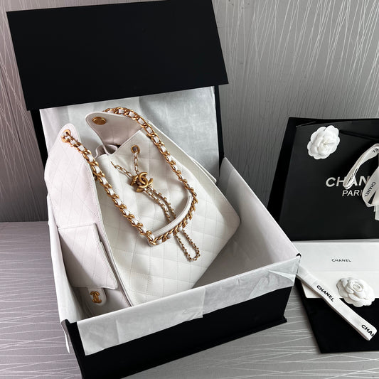 Bolso C hobo piel granulada color blanco