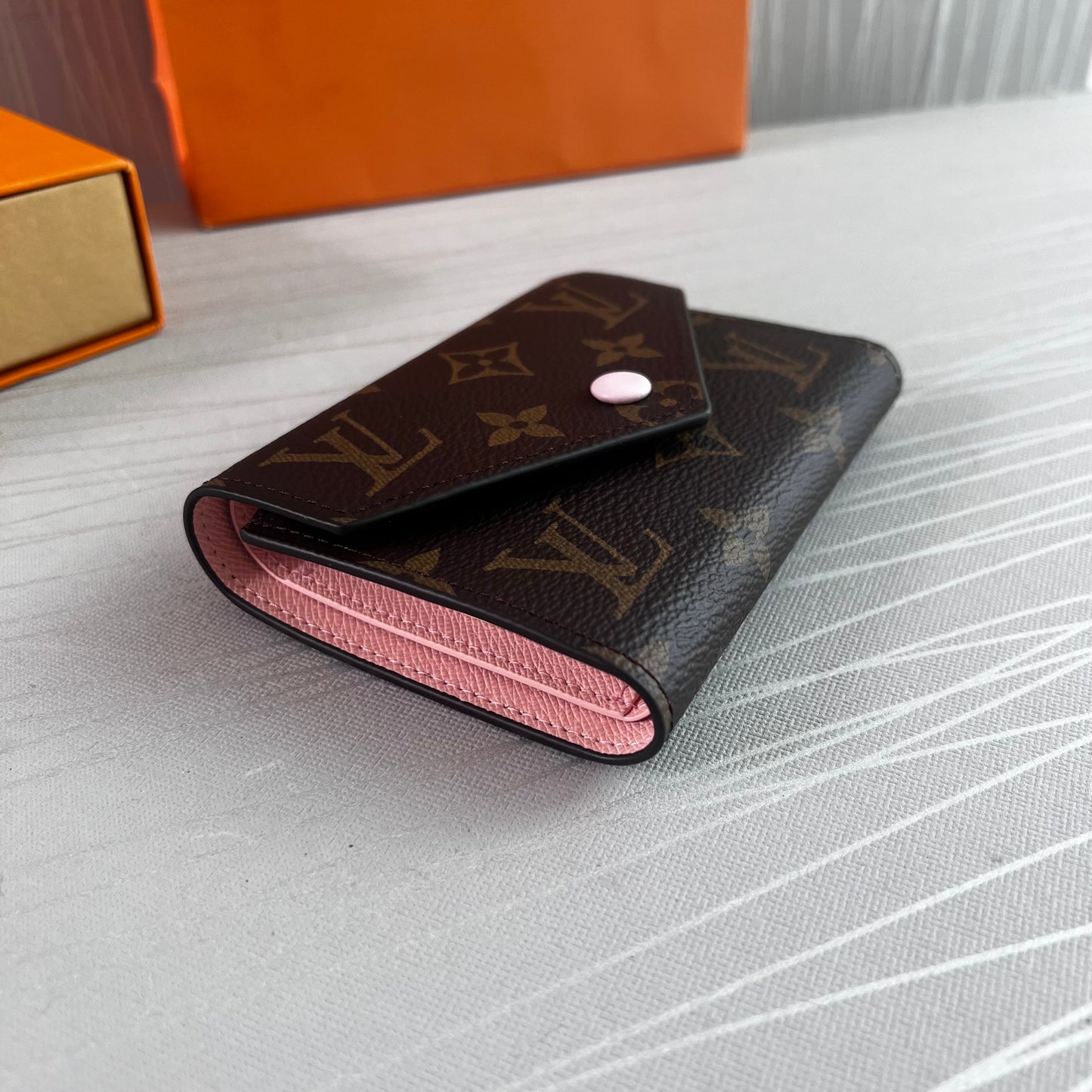 Cartera L lona y piel