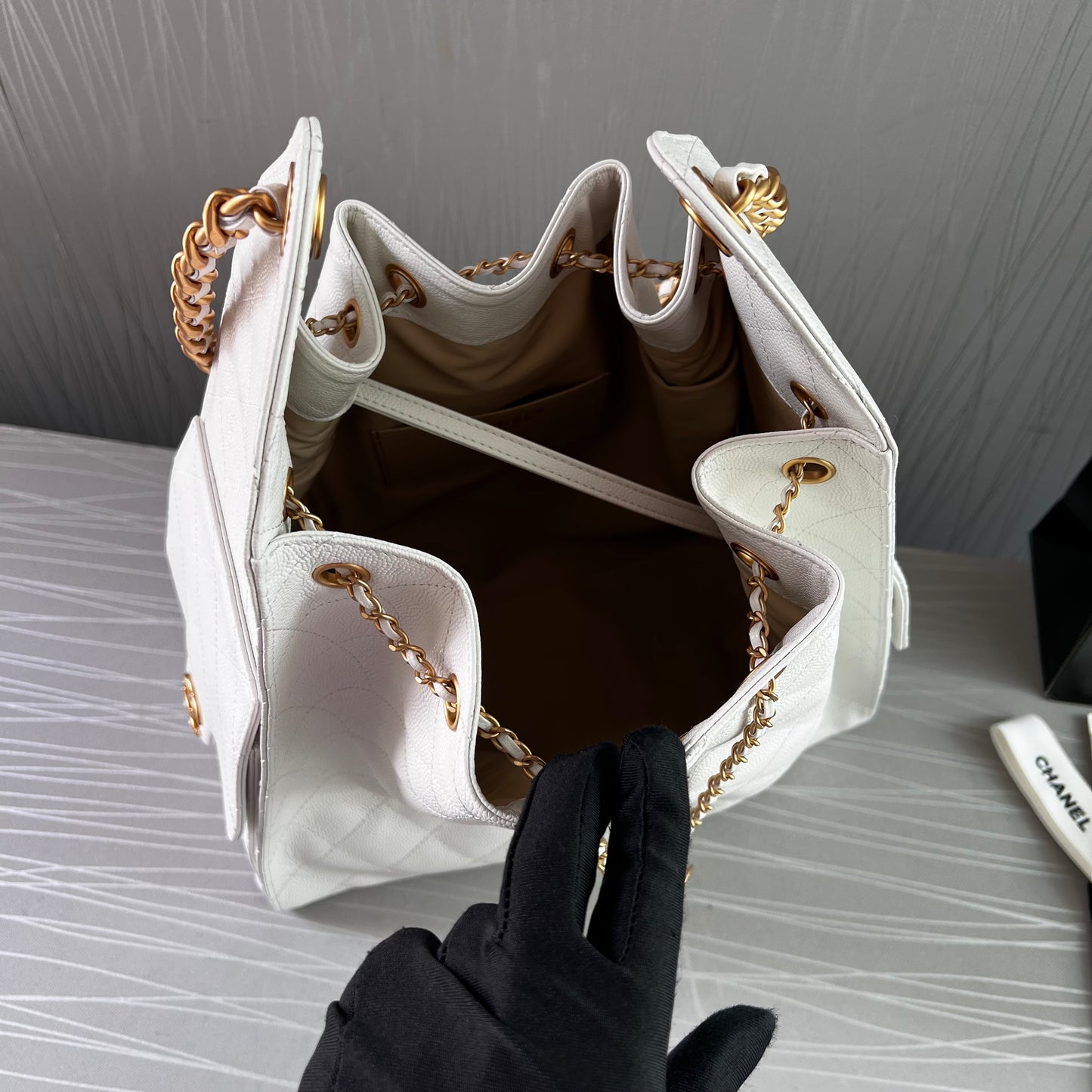 Bolso C hobo piel granulada color blanco