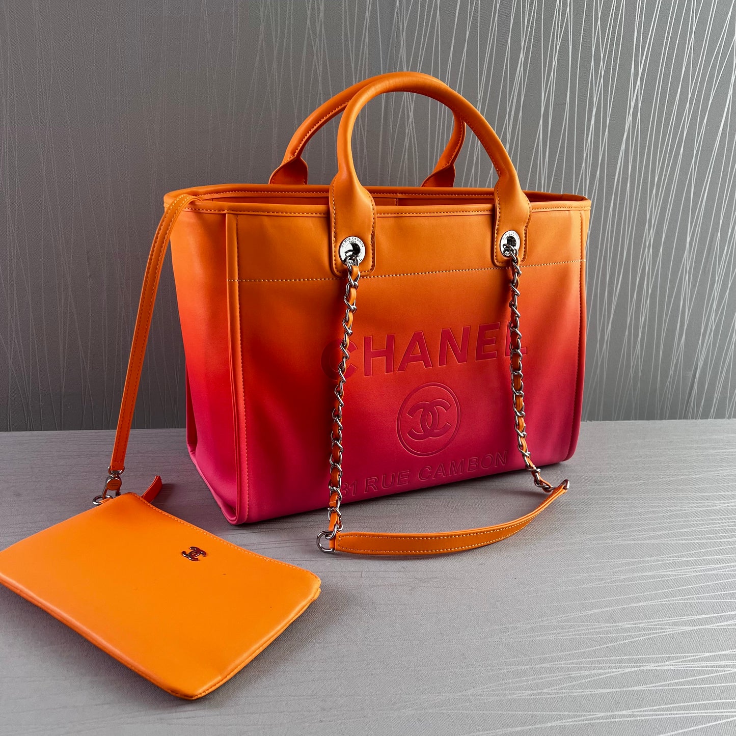 Bolso C Tote color naranja bicolor