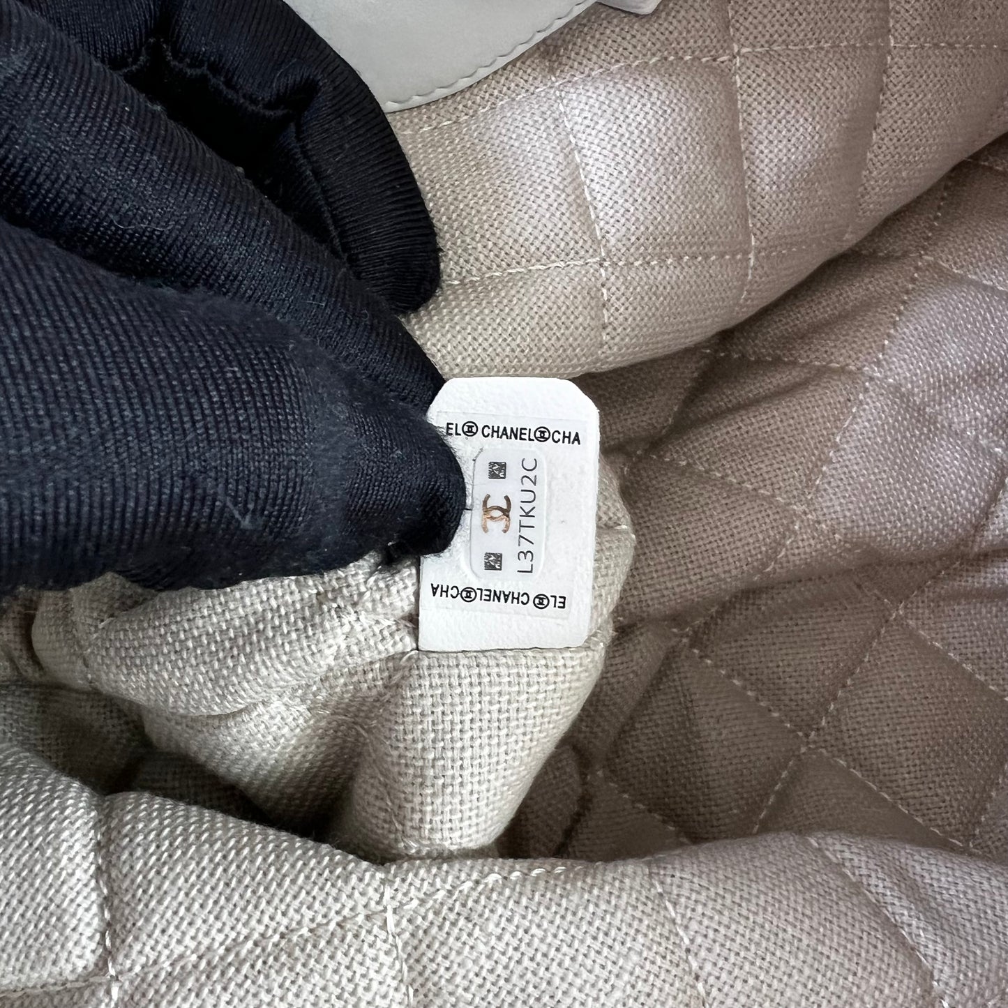 Bolso C algodón natural tejido y piel