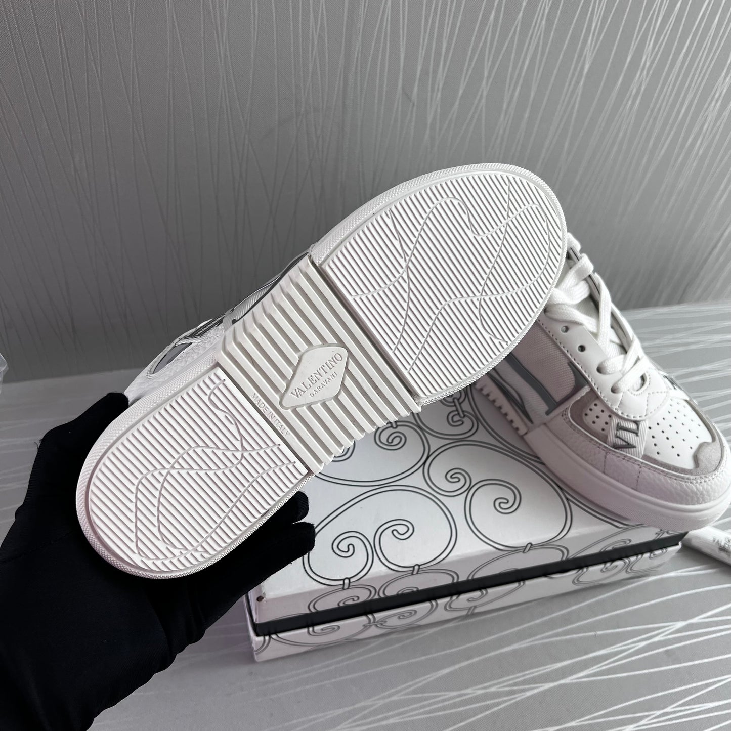 Sneakers V piel Blancos con plata