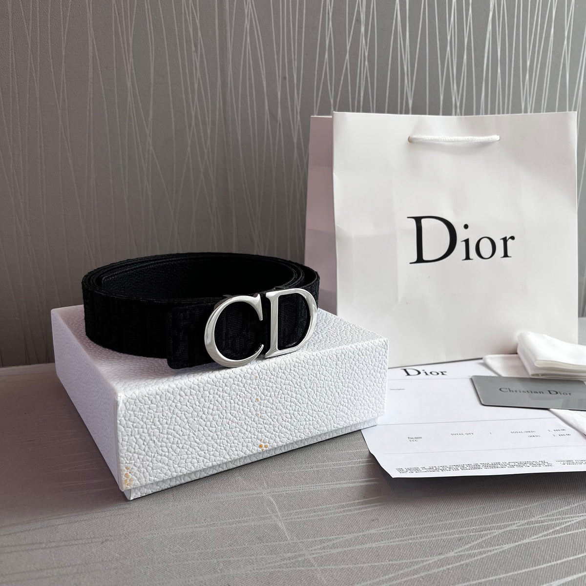 Cinto D-ior piel reversible negro