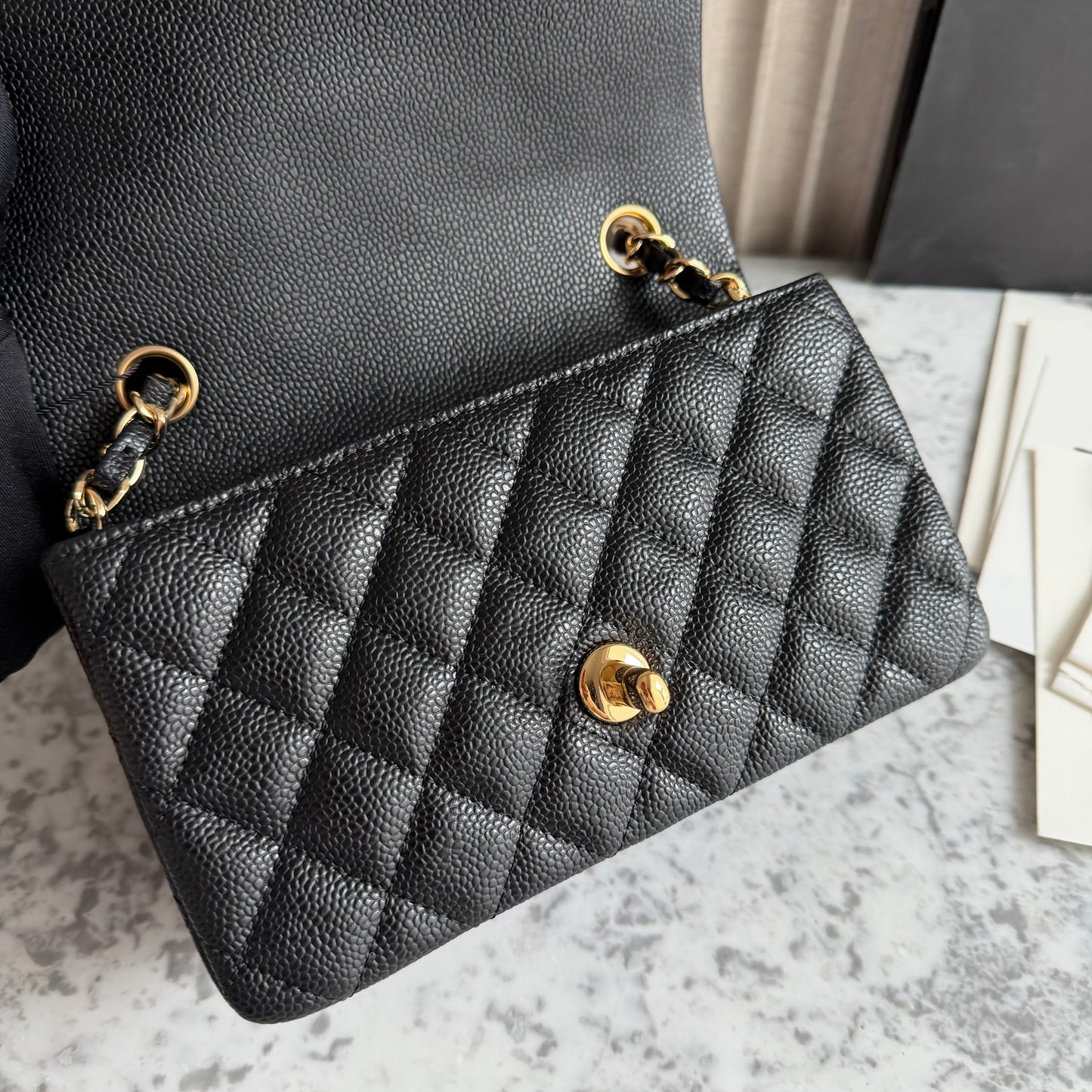Bolso C-hanel mini piel color negro
