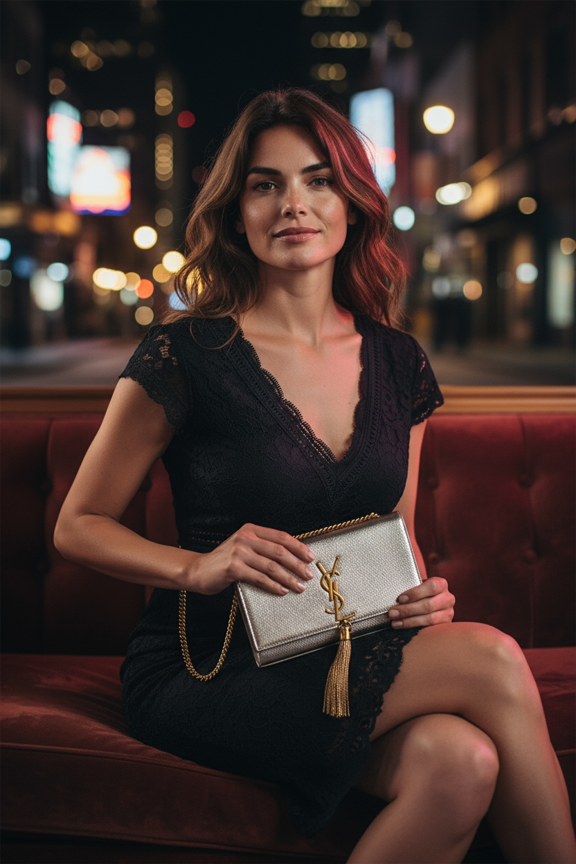 Bolso Y piel metalizada color dorado con borla