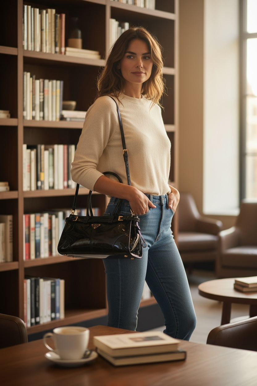 Bolso P-rada piel color negro