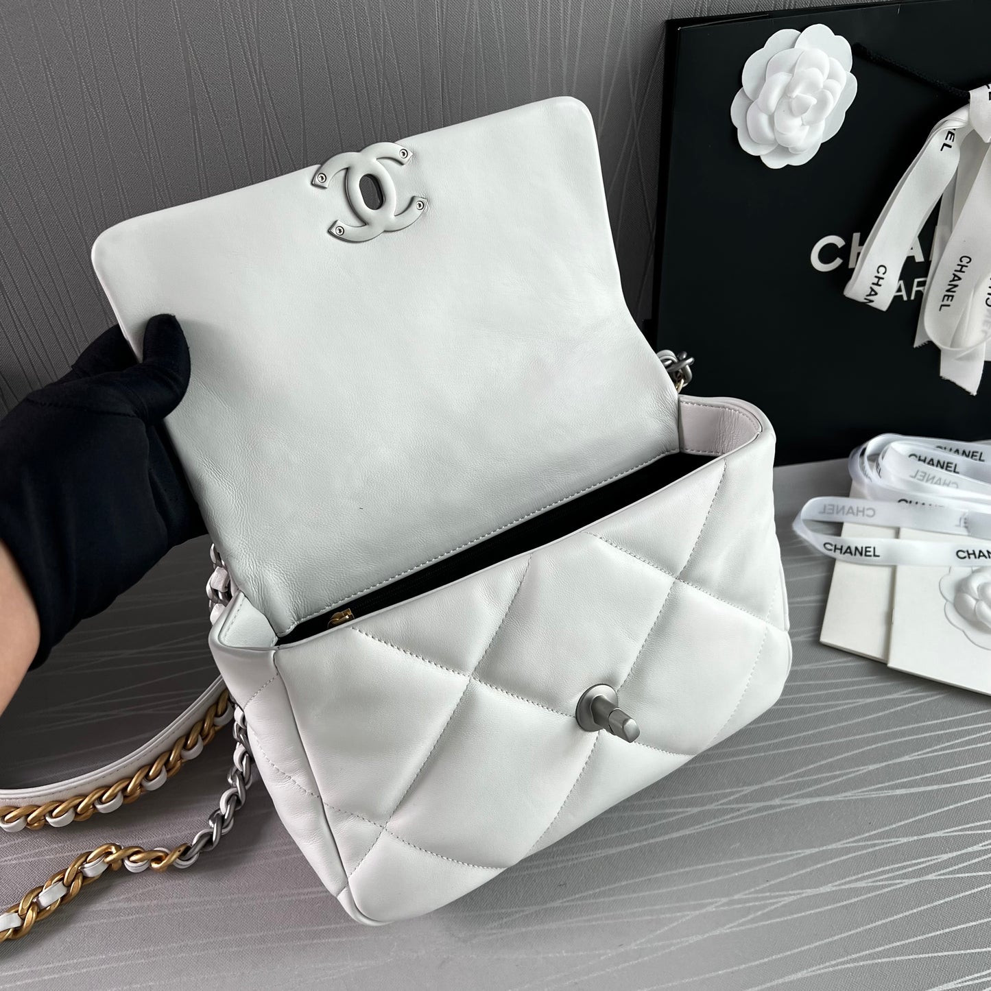 Bolso C piel color blanco