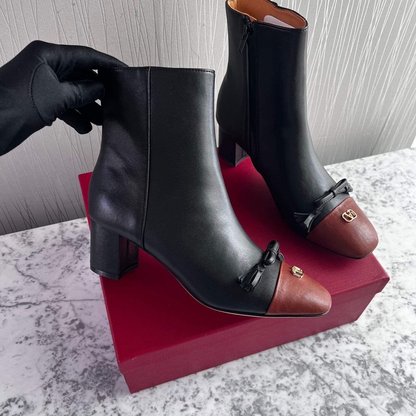Botas V-alentino piel bicolor