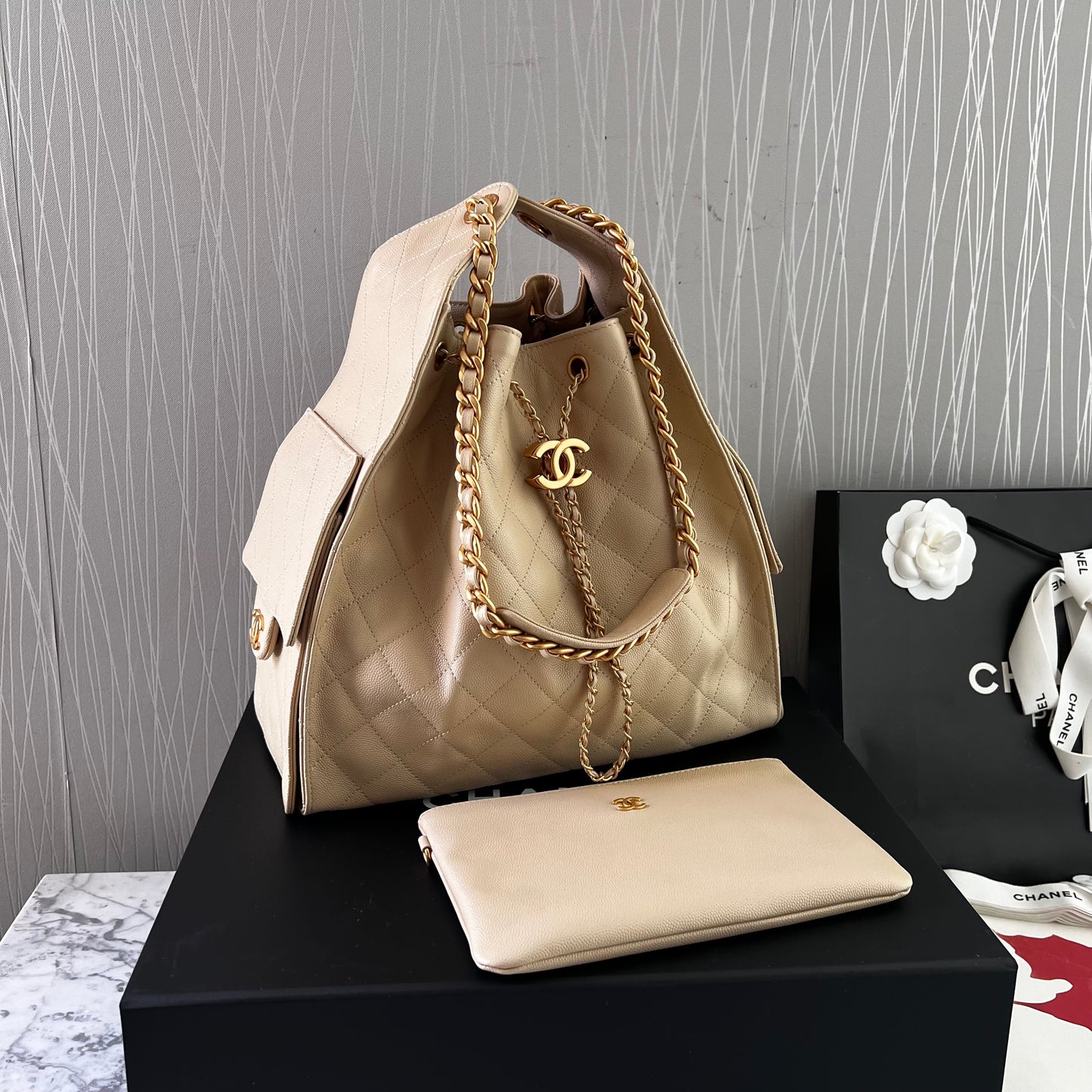 Bolso C 2-5 piel granulada color beige