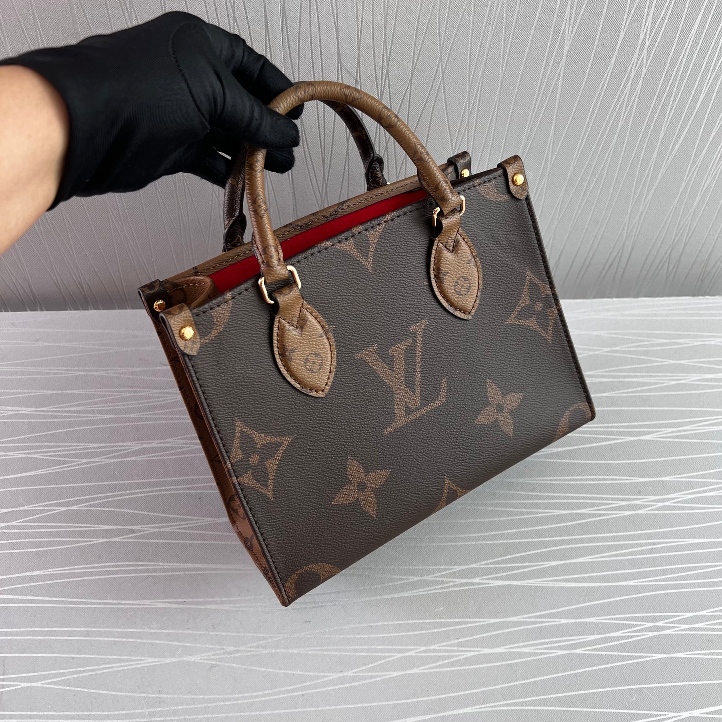 Bolso L canvas color cafe y strap beige