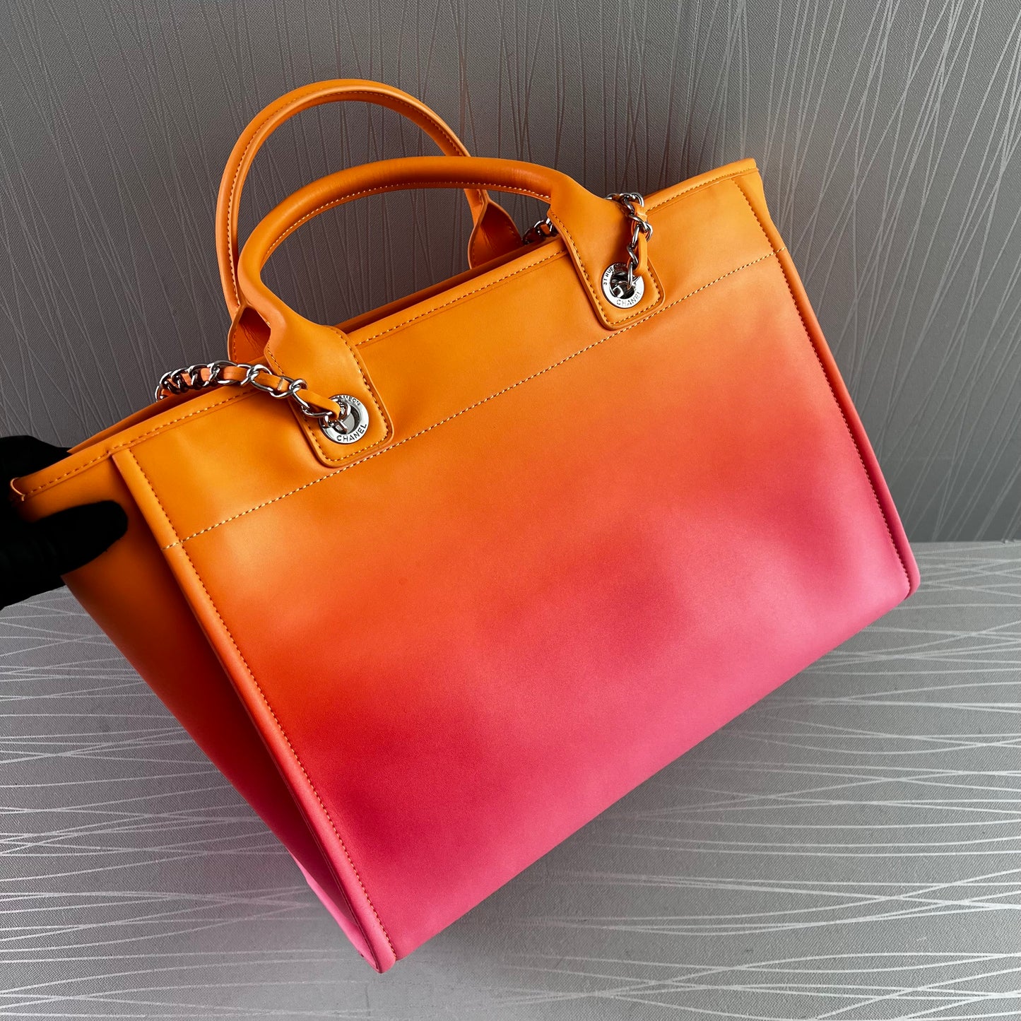 Bolso C Tote color naranja bicolor