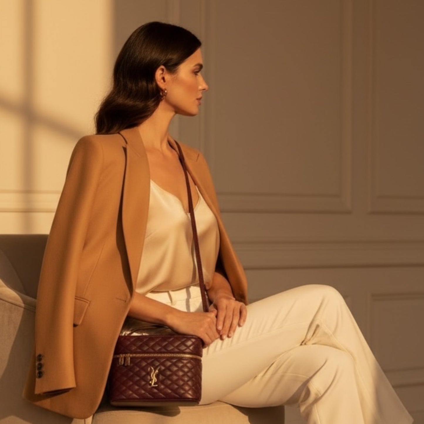Bolso Y-SL piel color vino