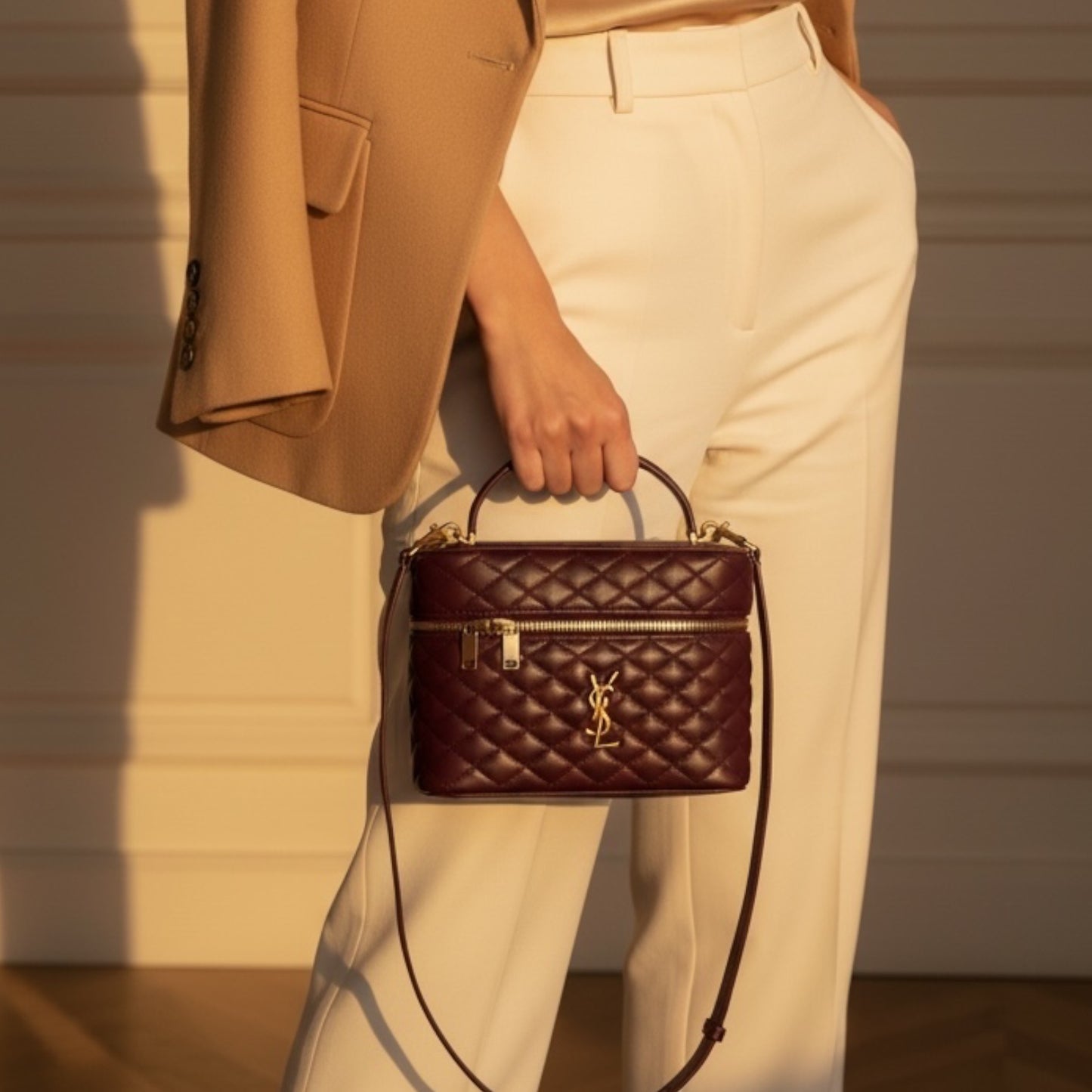 Bolso Y-SL piel color vino