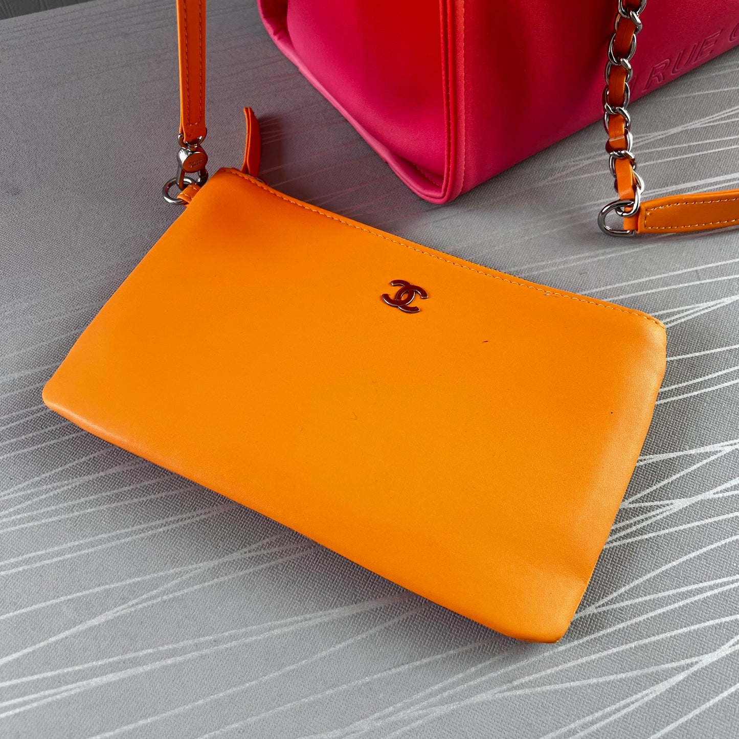 Bolso C Tote color naranja bicolor