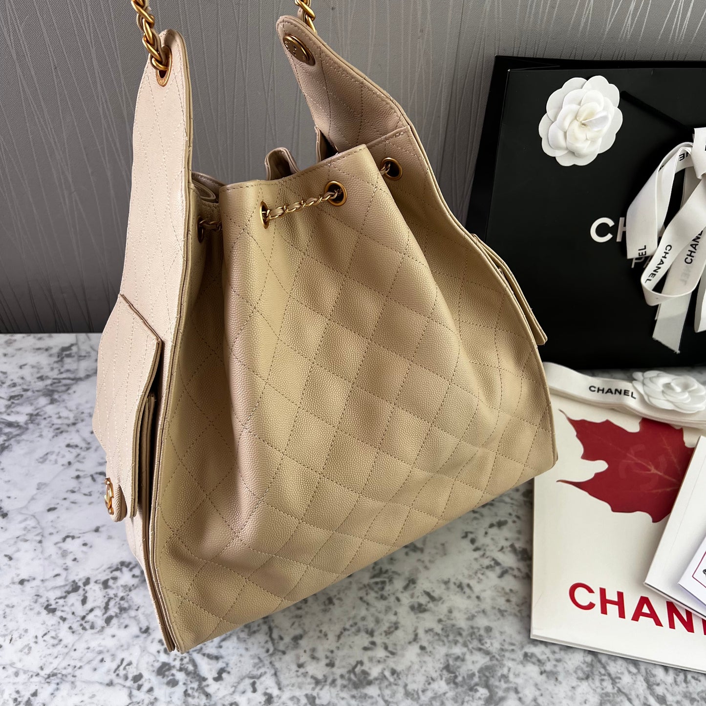 Bolso C 2-5 piel granulada color beige