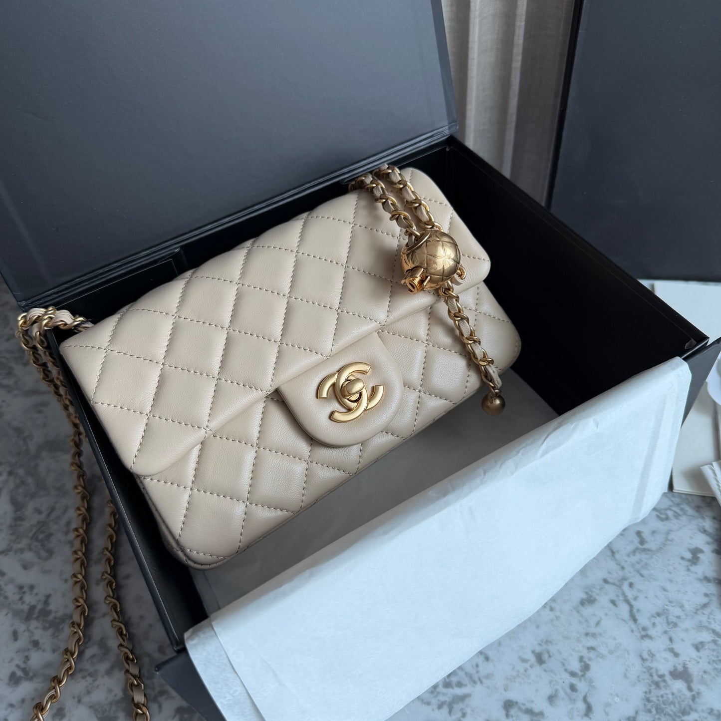 Bolso C-hanel piel color beige