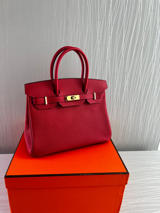 Bolso H piel color rojo