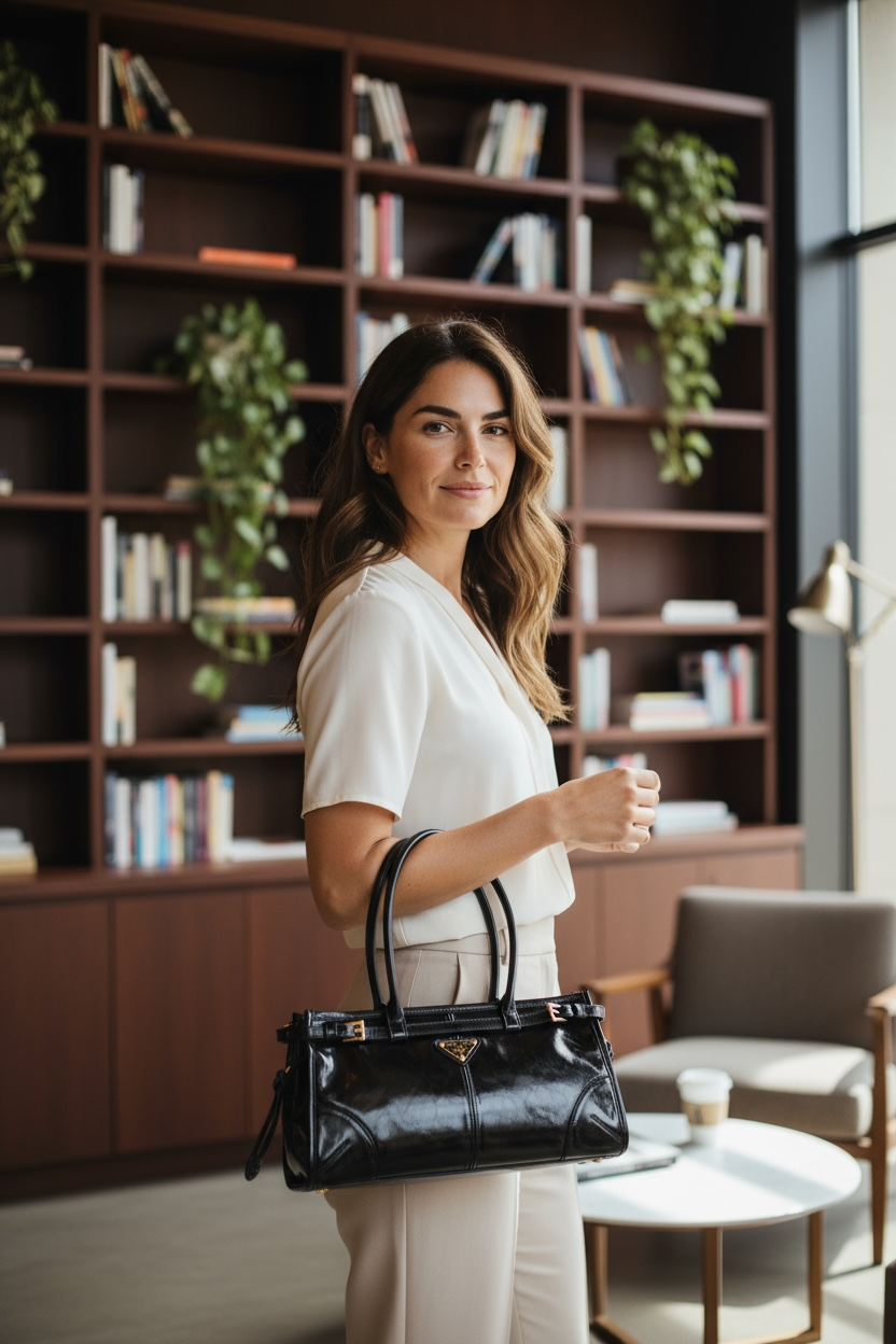 Bolso P-rada piel color negro