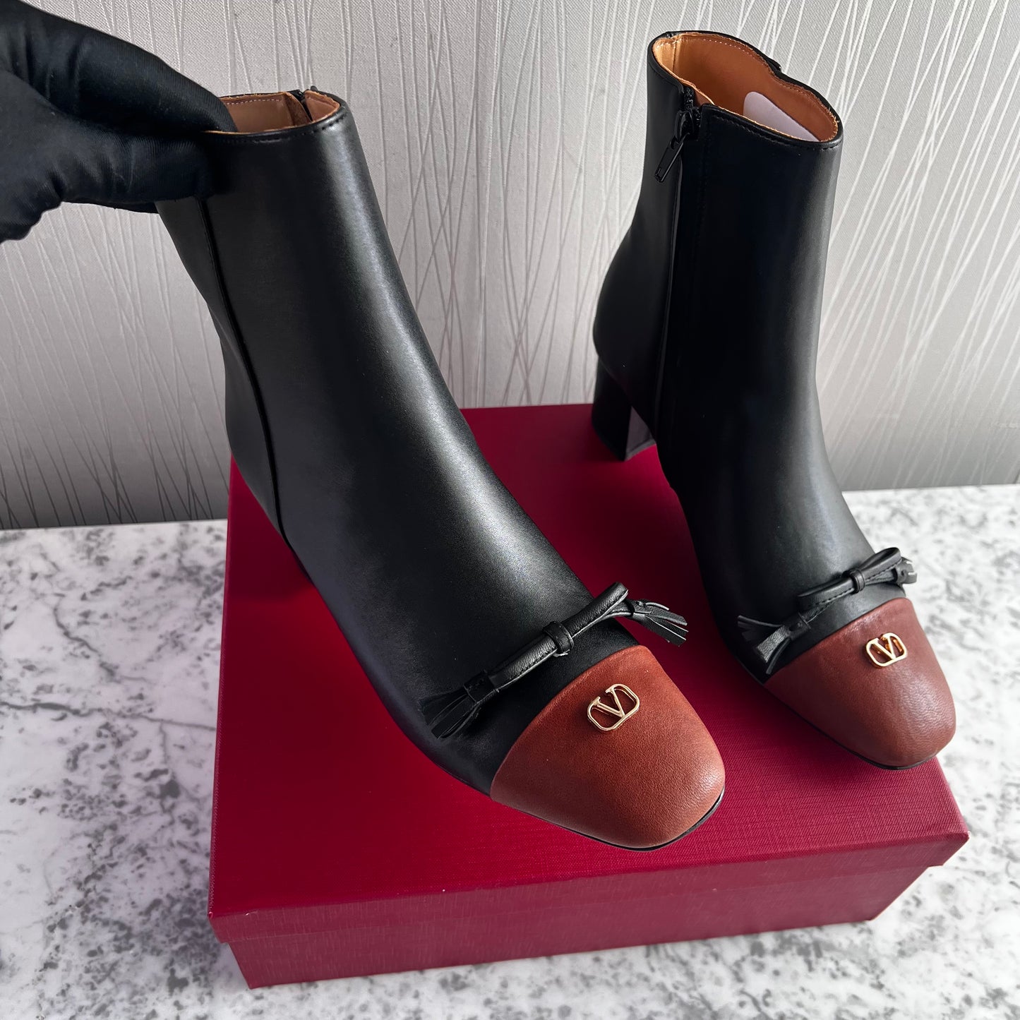 Botas V-alentino piel bicolor