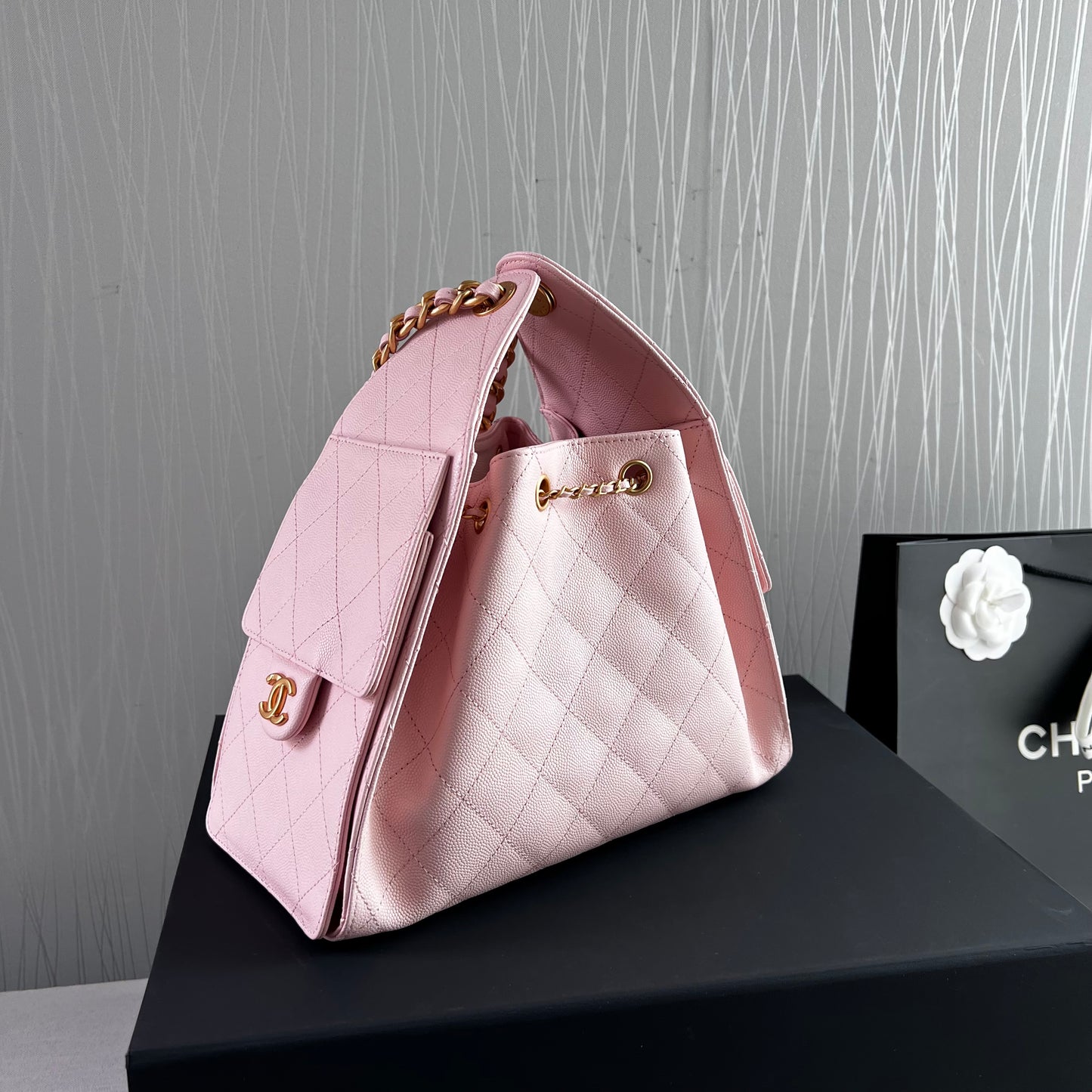 Bolso C 2-5 piel granulada color rosa