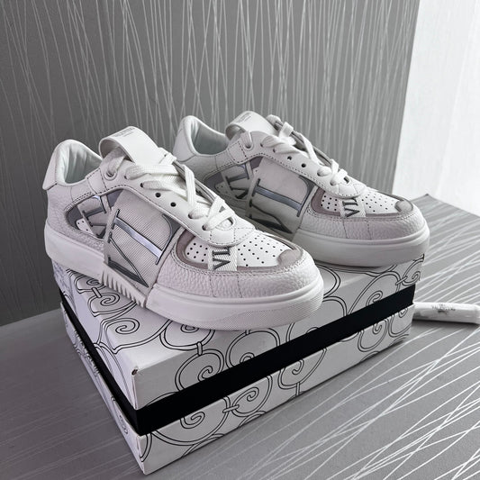 Sneakers V piel Blancos con plata