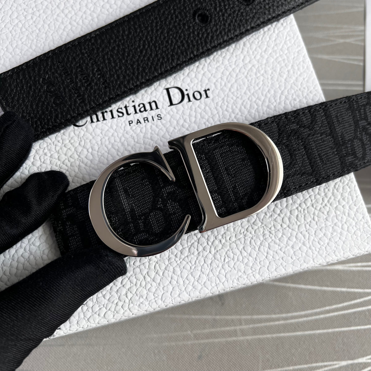 Cinto D-ior piel reversible negro