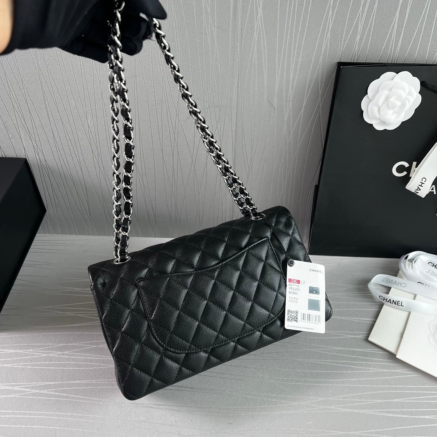 Bolso C Classic piel color negro herrajes color plata