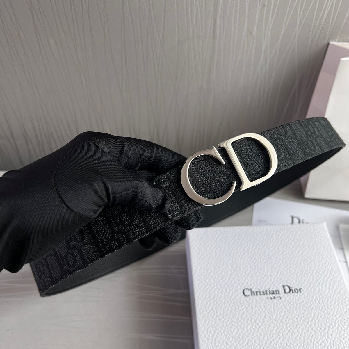 Cinto D-ior piel reversible negro