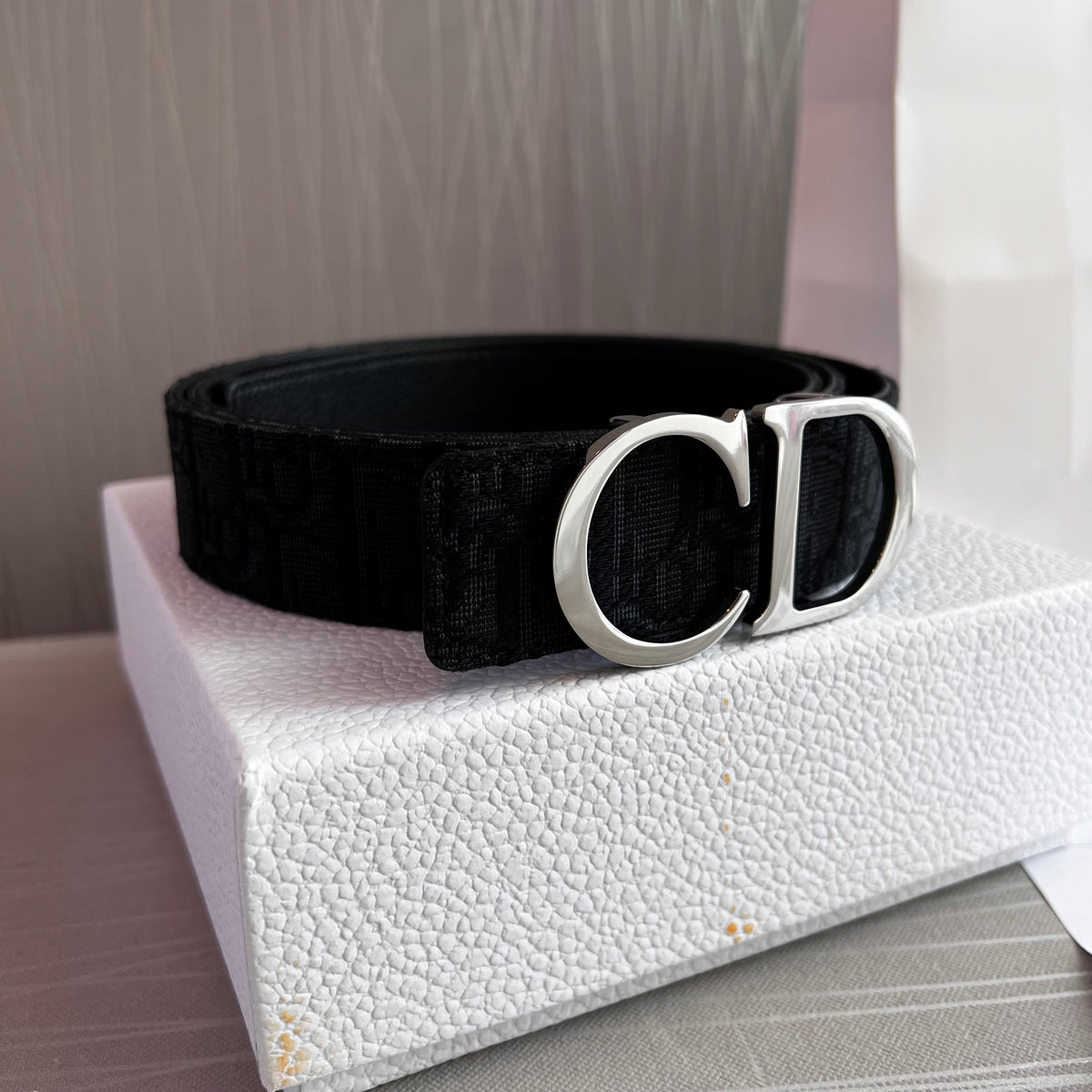 Cinto D-ior piel reversible negro