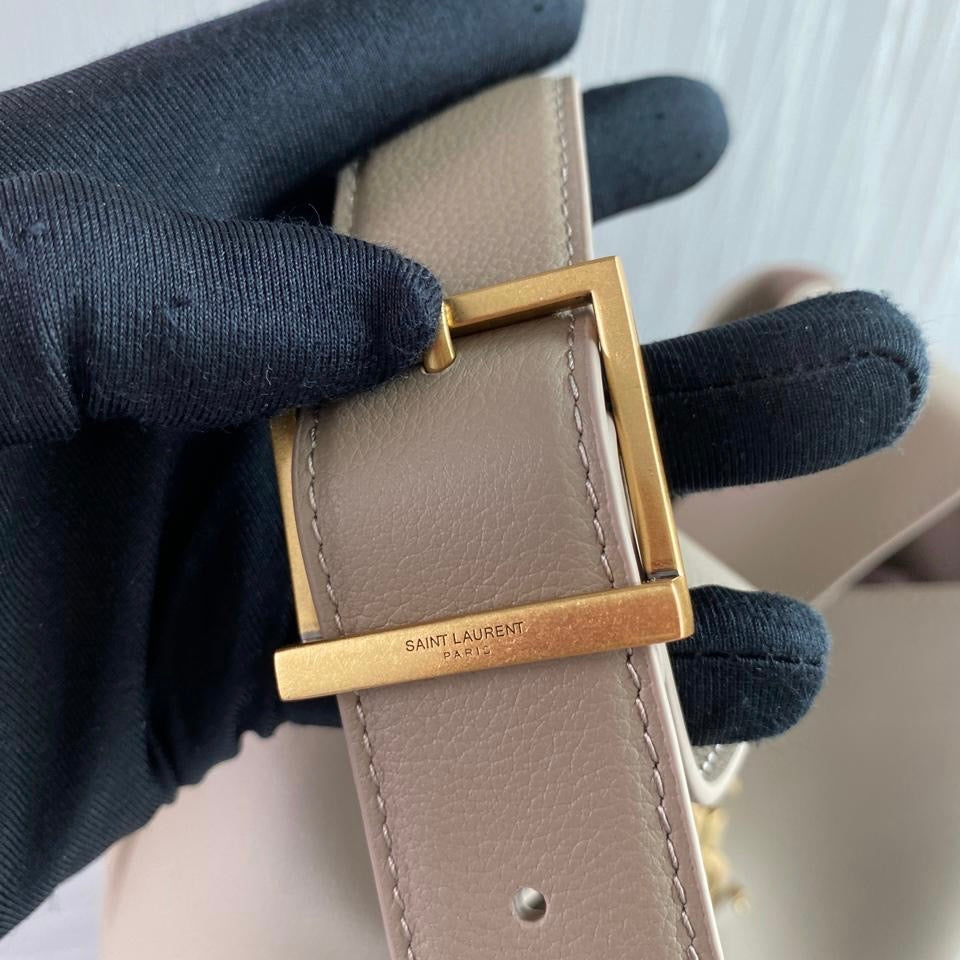 Bolso Y L-e 5 a 7 piel de becerro color beige tamaño grande